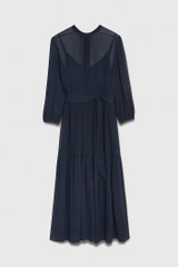Delphi Dress Navy Crinkled Silk Georgette Delphi Dress Navy Crinkled Silk Georgette