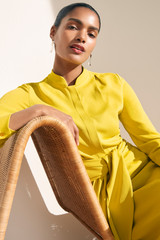 Remington Dress Citrus Yellow Stretch Jacquard Remington Dress Citrus Yellow Stretch Jacquard