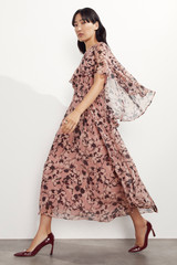 Fleurs Dress Rose Pink Watercolour Print Premium Silk Chiffon Fleurs Dress Rose Pink Watercolour Print Premium Silk Chiffon