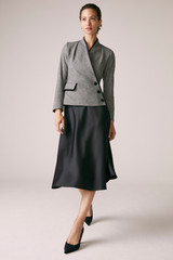 Harrington Asymmetric Jacket Black And White Wool Silk Herringbone Harrington Asymmetric Jacket Black And White Wool Silk Herringbone