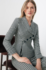 Sloane Jacket Black And Ivory Houndstooth Wool Twill Sloane Jacket Black And Ivory Houndstooth Wool Twill