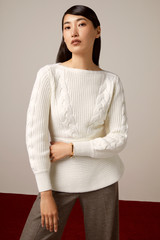 Fernhurst Cable Sweater Ivory Merino