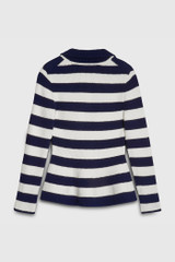 Lysia Knitted Jacket Navy And Ivory Wool And Cotton Blend Lysia Knitted Jacket Navy And Ivory Wool And Cotton Blend