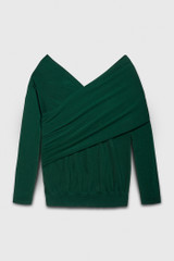 Riva Wrap Sweater Forest Green Merino