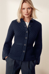 Edale Knitted Jacket Navy Merino Edale Knitted Jacket Navy Merino
