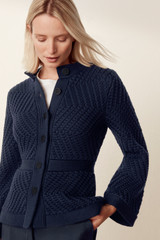 Edale Knitted Jacket Navy Merino Edale Knitted Jacket Navy Merino