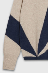 Ligari Knitted Sweater Navy And Ivory Patterned Wool Cashmere Ligari Knitted Sweater Navy And Ivory Patterned Wool Cashmere