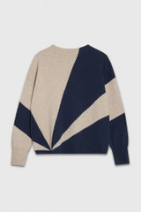 Ligari Knitted Sweater Navy And Ivory Patterned Wool Cashmere Ligari Knitted Sweater Navy And Ivory Patterned Wool Cashmere