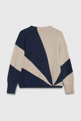 Ligari Knitted Sweater Navy And Ivory Patterned Wool Cashmere Ligari Knitted Sweater Navy And Ivory Patterned Wool Cashmere