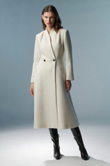 Finchley Coat Ivory Herringbone Wool Blend