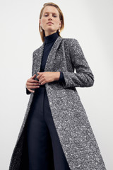 Finchley Coat Navy And Cream Bouclé Wool