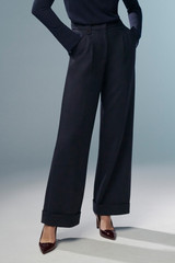 Ultimate Wool Hartwood Pleated Wide-Leg Trousers Navy