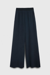 Balerno Elasticated Waist Palazzo Trousers Navy Silk