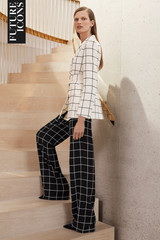 Almeida Trousers Black and Ivory Check Stretch Crepe Almeida Trousers Black and Ivory Check Stretch Crepe