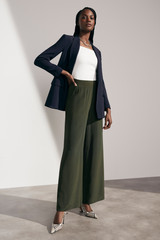 Balerno Elasticated Waist Khaki Silk Palazzo Trousers Balerno Elasticated Waist Khaki Silk Palazzo Trousers