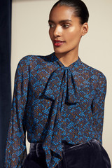 Deloraine Blouse Navy Multicolour Ditsy Floral Print Crinkled Silk Georgette Deloraine Blouse Navy Multicolour Ditsy Floral Print Crinkled Silk Georgette