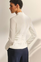 Clever Crepe Belleville Long Sleeve Top Ivory