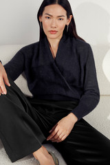 Calgary Wrap Sweater Midnight Blue Alpaca Blend Calgary Wrap Sweater Midnight Blue Alpaca Blend