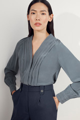 Montclair Blouse Light Storm Blue Silk Montclair Blouse Light Storm Blue Silk