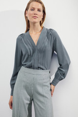 Montclair Blouse Light Storm Blue Silk Montclair Blouse Light Storm Blue Silk
