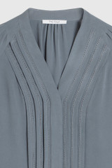 Montclair Blouse Light Storm Blue Silk Montclair Blouse Light Storm Blue Silk