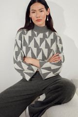 Montella Sweater Grey Intarsia Wool Cashmere Montella Sweater Grey Intarsia Wool Cashmere