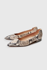 Augusta Snake-Embossed Leather Flats 25 Grey