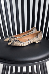 Augusta Snake-Embossed Leather Flats 25 Grey