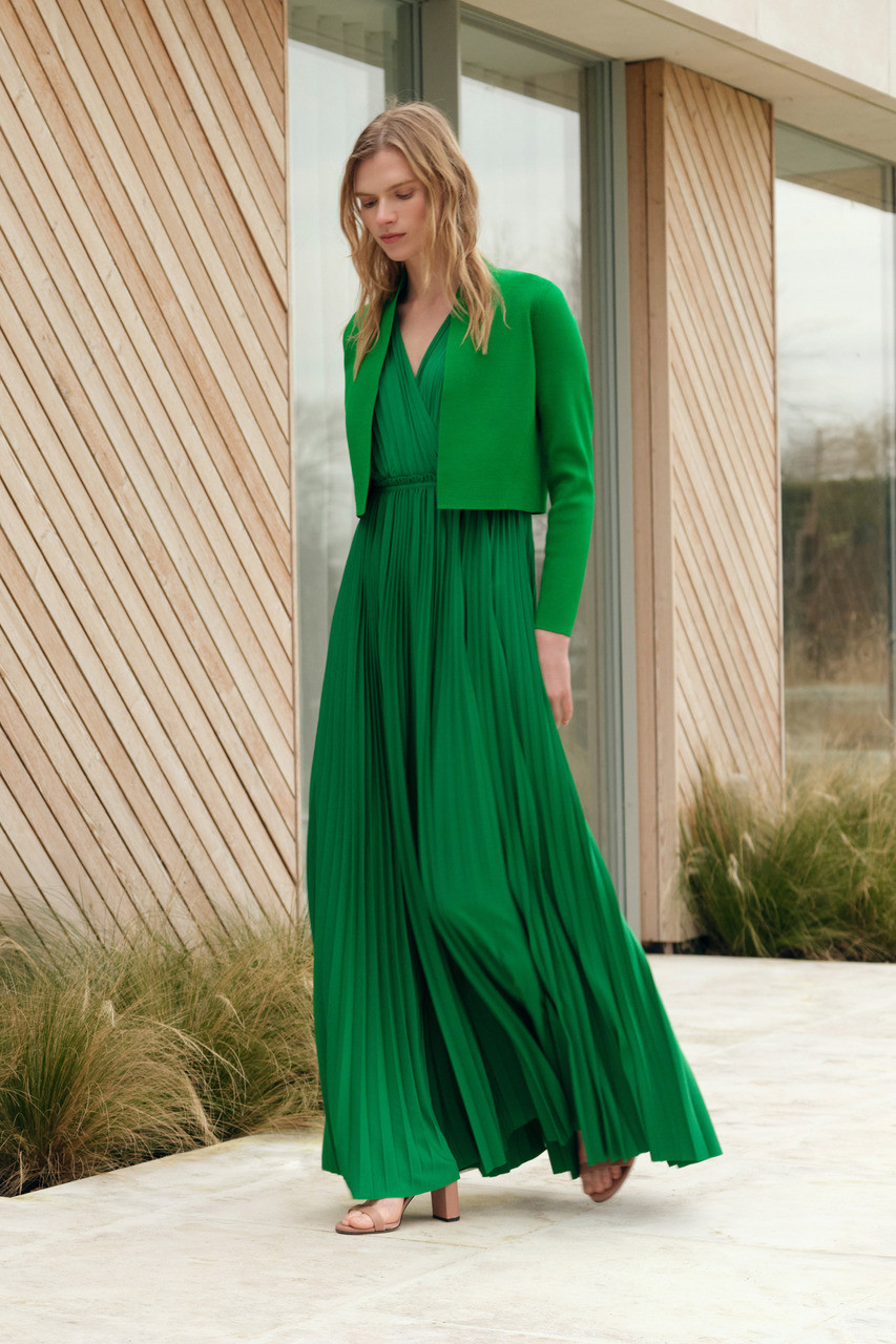Light Green Full Sleeve Maxi Crepe Dress