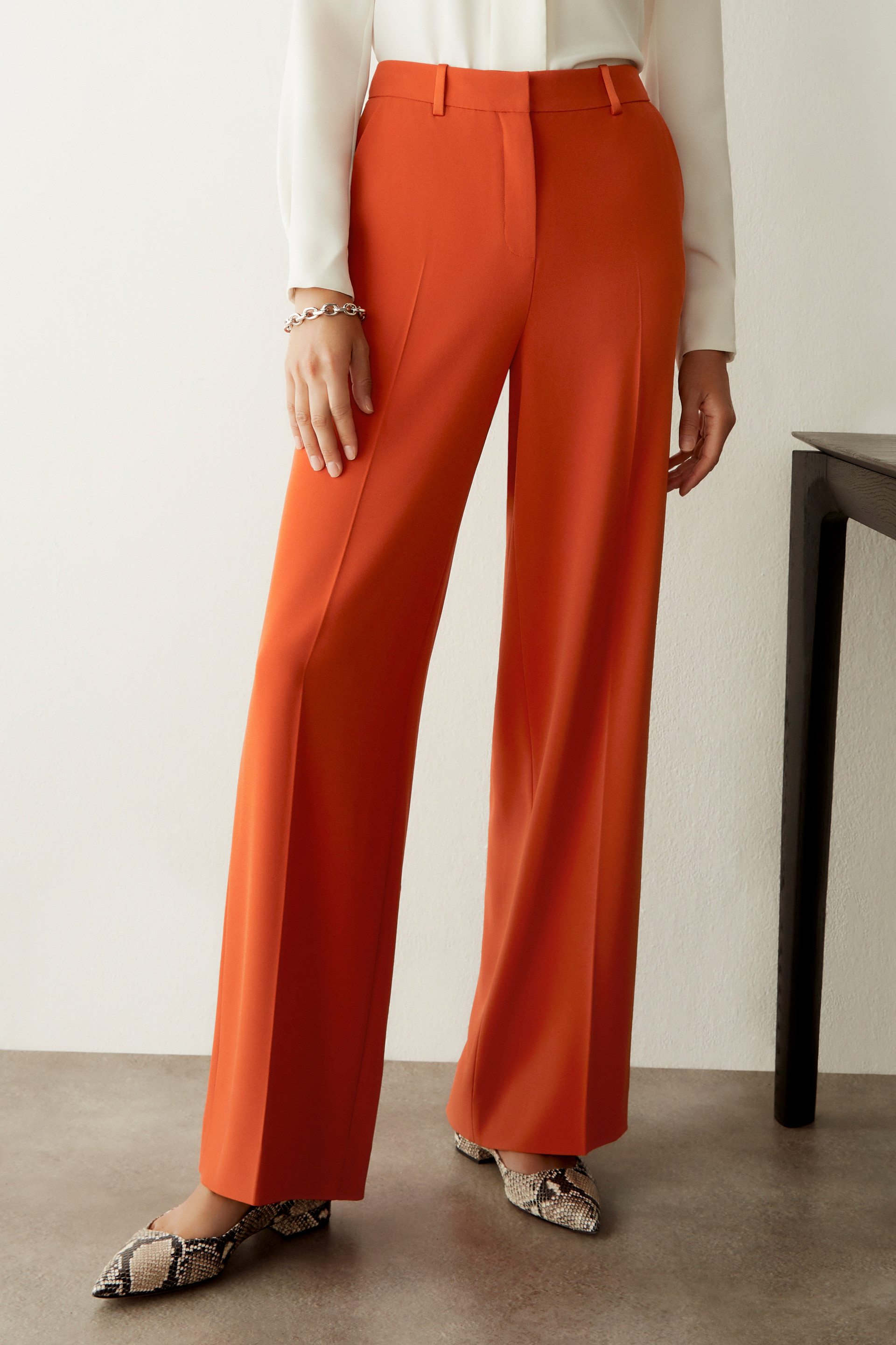 Ivory Stretch Crepe Wide Leg Pant main image 0