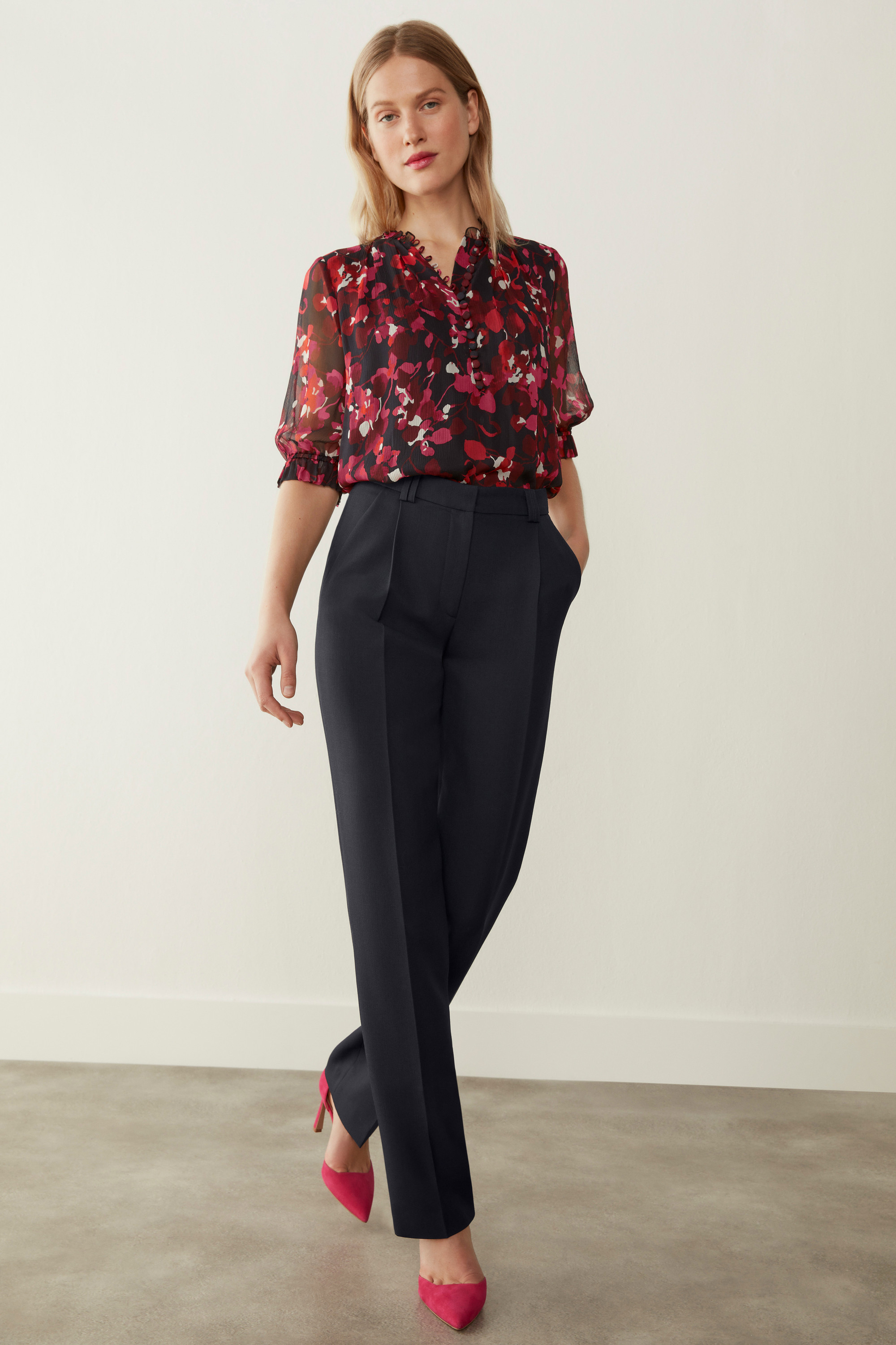 Tierney Blouse Navy And Red Silk - Welcome to the Fold LTD