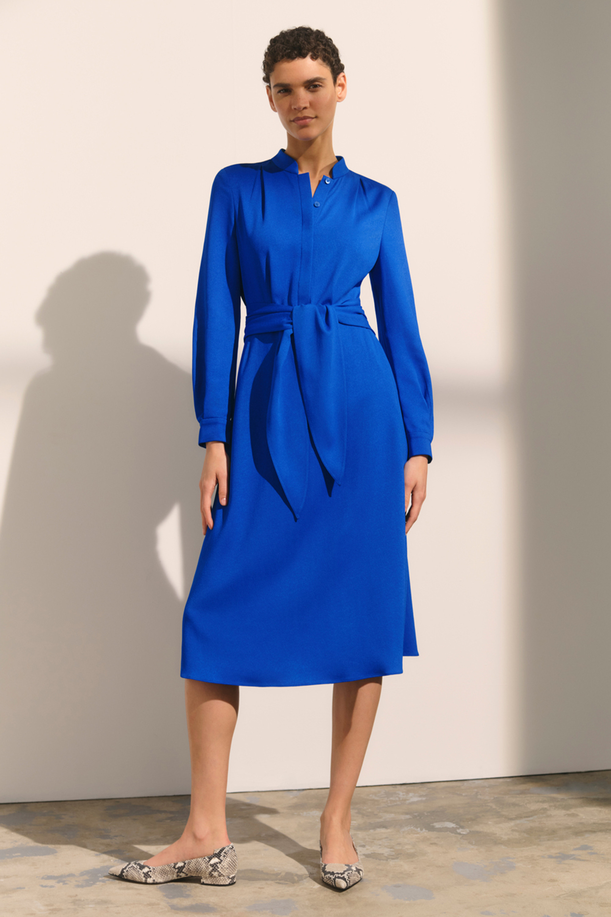 Remington Dress Azure Blue Stretch Jacquard - Welcome to the Fold LTD