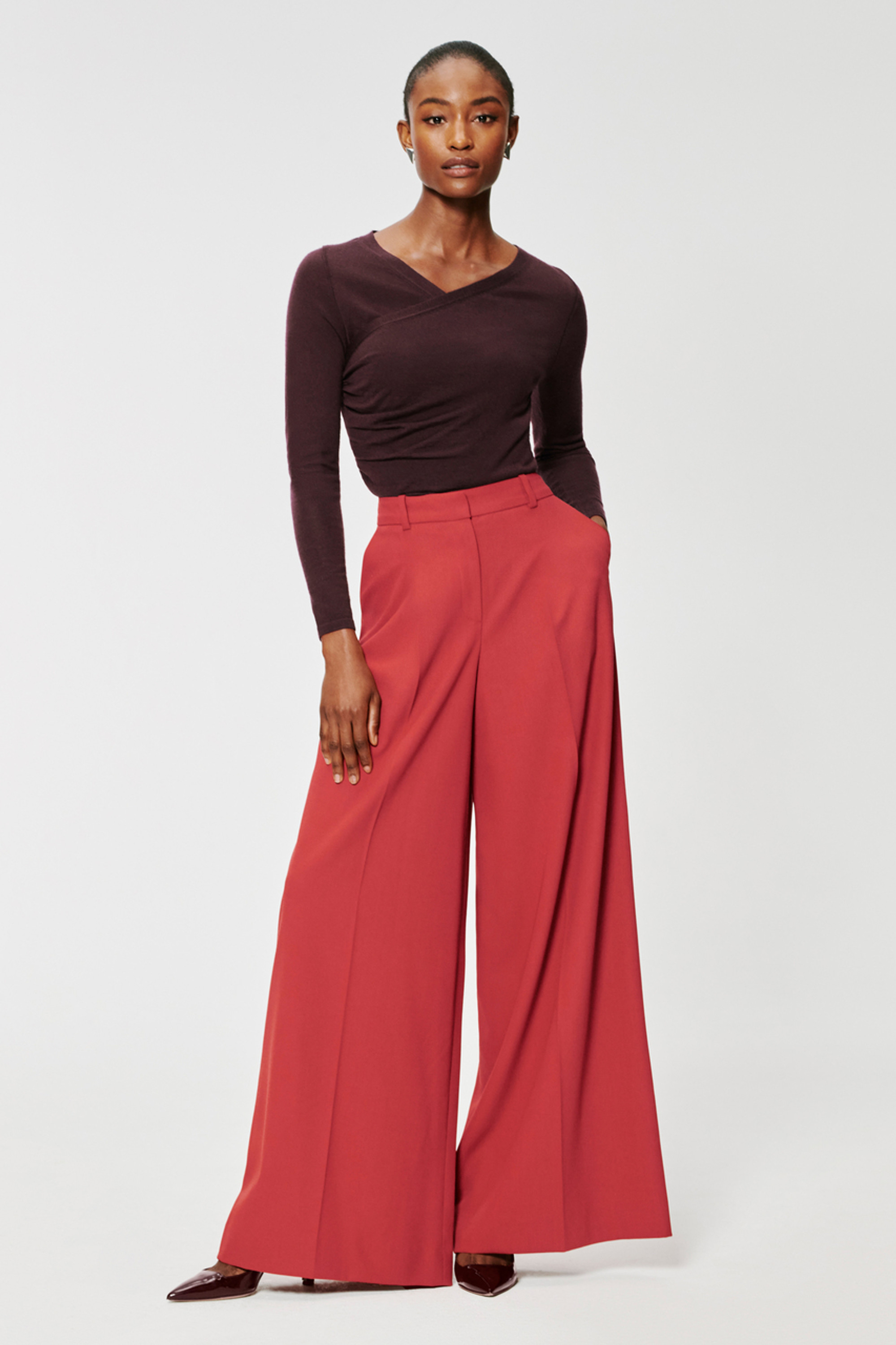Hadleigh Palazzo Trousers Azalea Pink Wool - Welcome to the Fold LTD