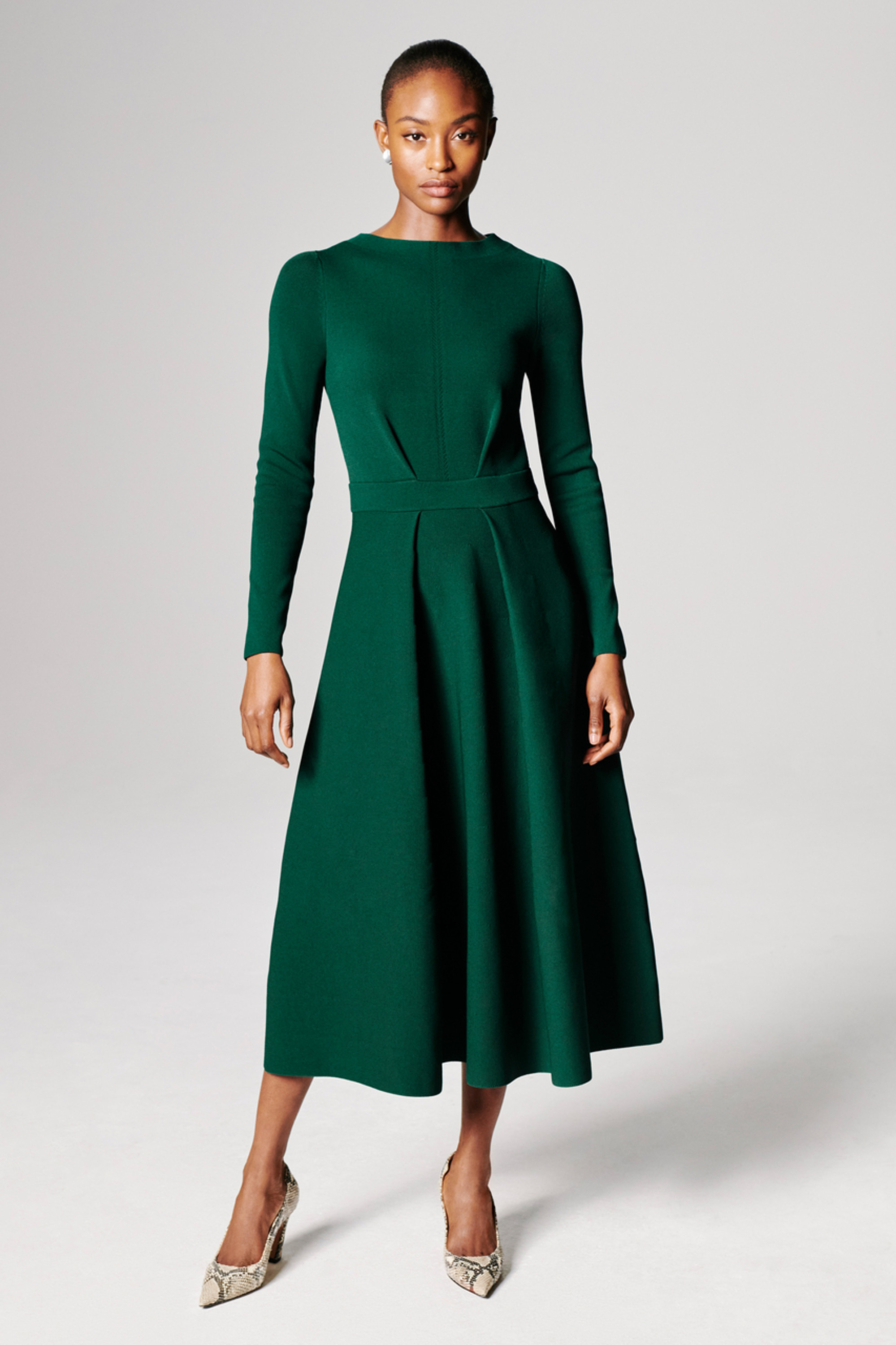Bellaria Dress Jewel Green Sculpt Knit - Welcome to the Fold LTD