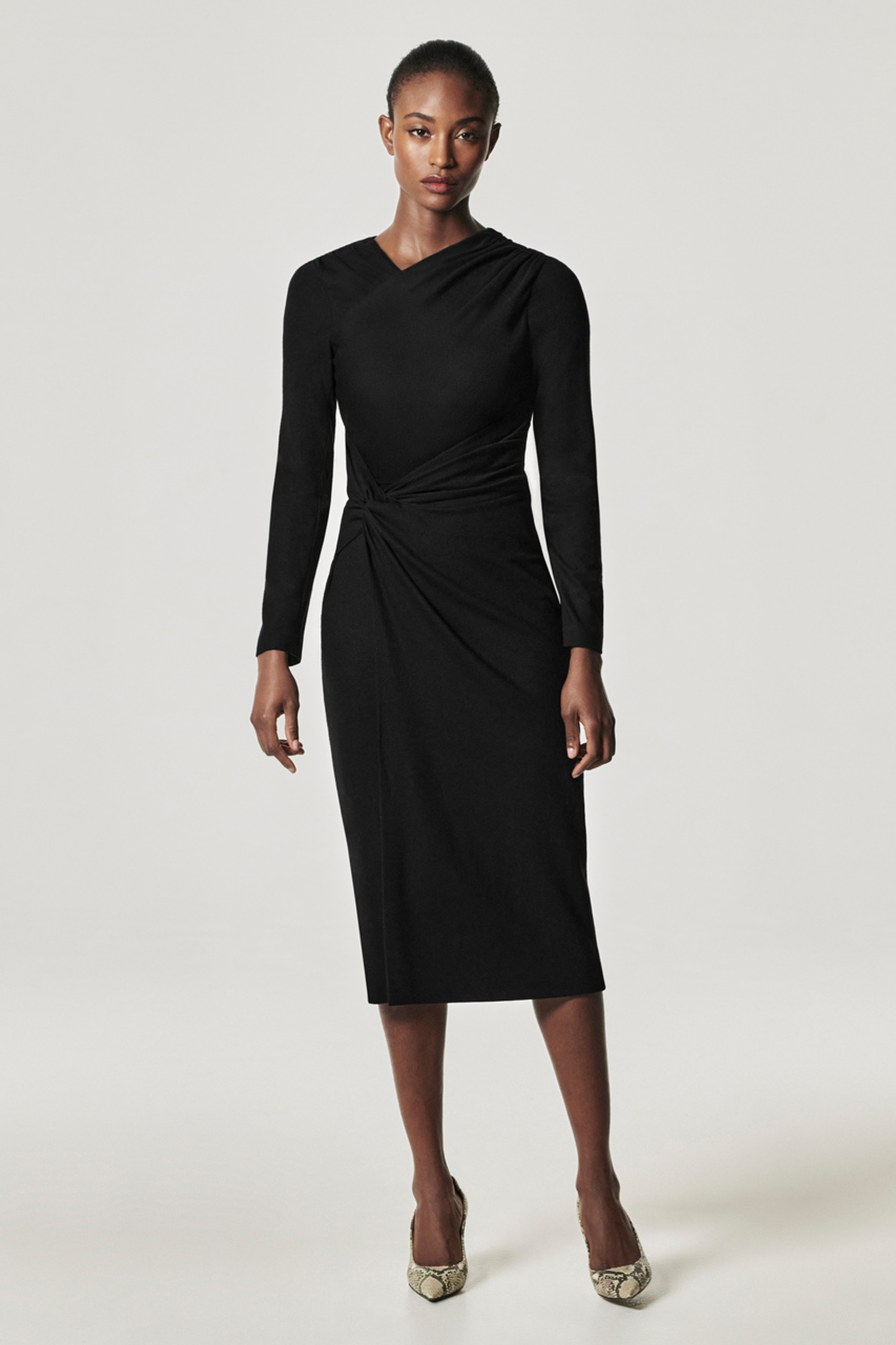 Buy Black Wool Round Flared Midi Dress For Women by Yavi Online at Aza  Fashions.