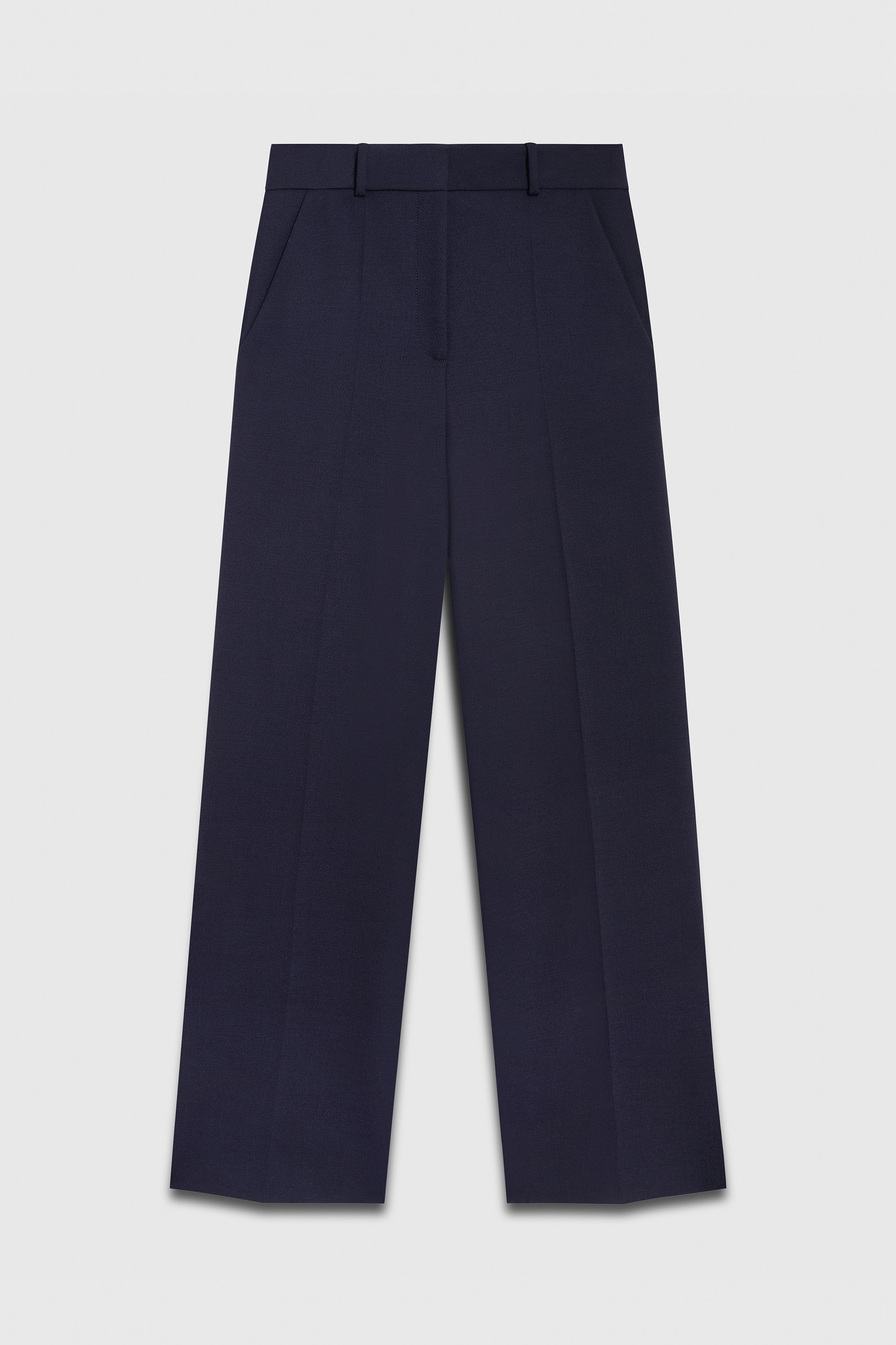 Ultimate Wool Alzira Straight Flared Trousers Navy - Welcome to the ...