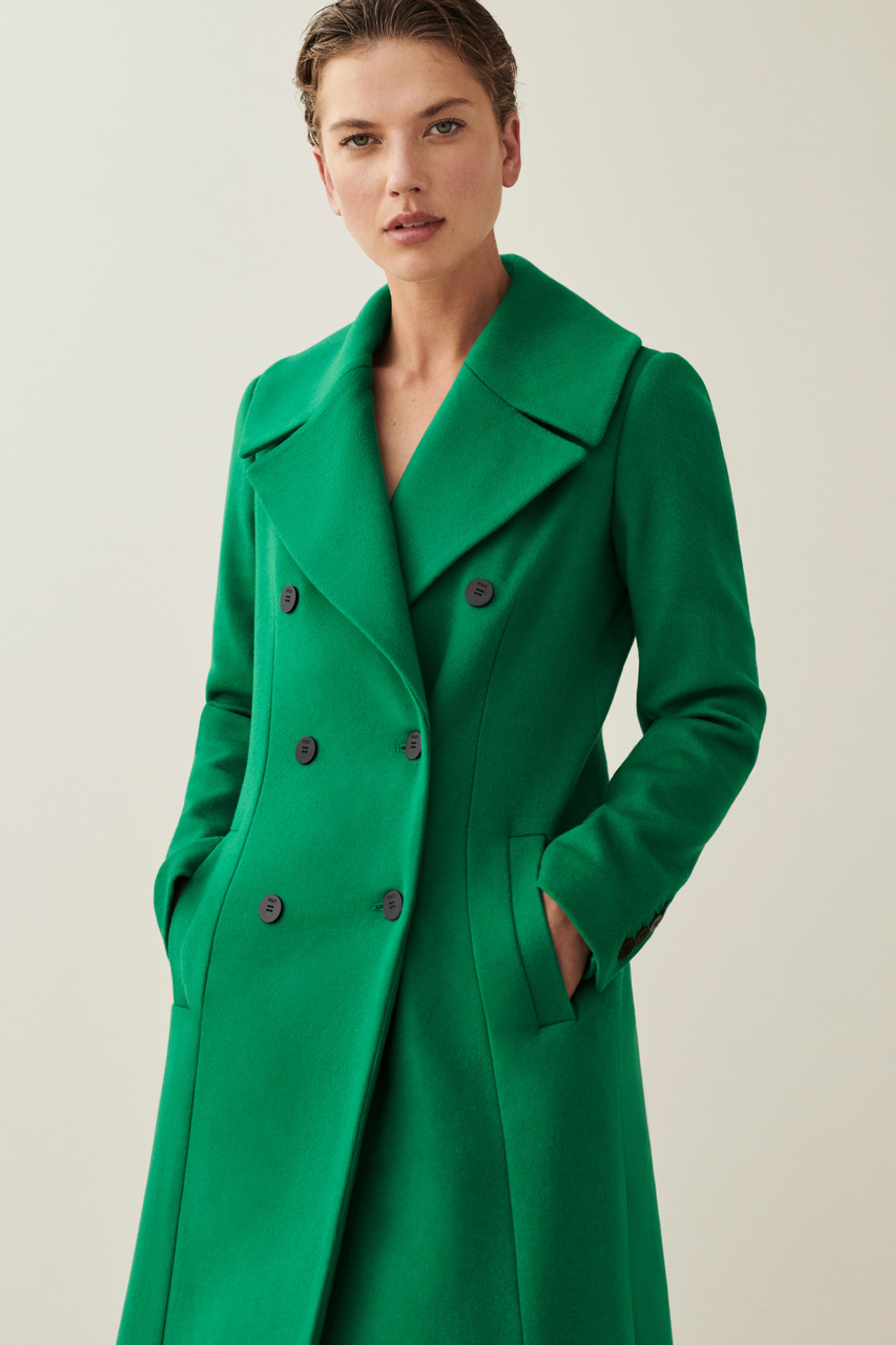 Maxi coat, wool coat, Green wool coat, emerald green coat, fit and