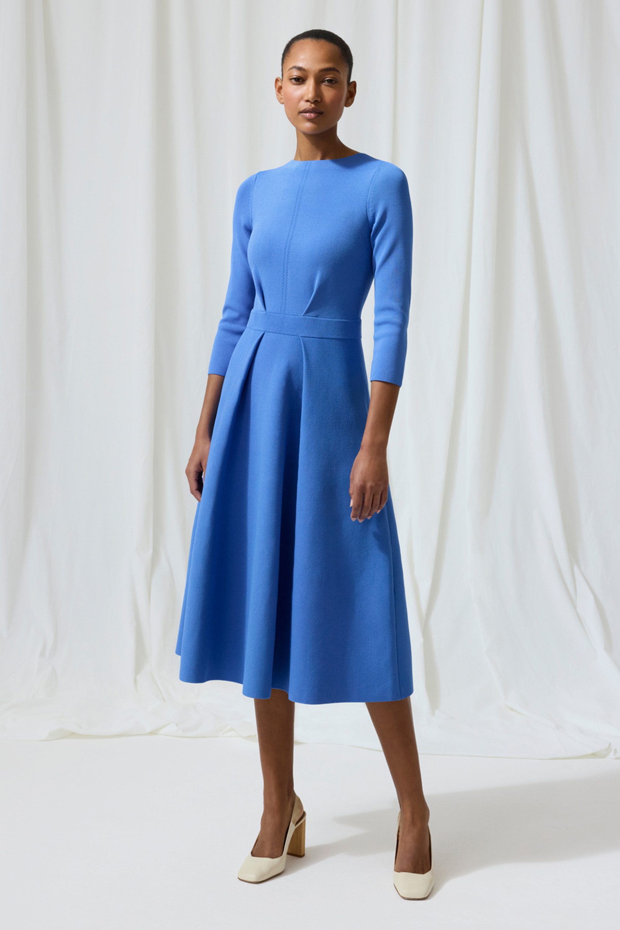 Bellaria Dress Cornflower Blue Sculpt Knit - Welcome to the Fold LTD