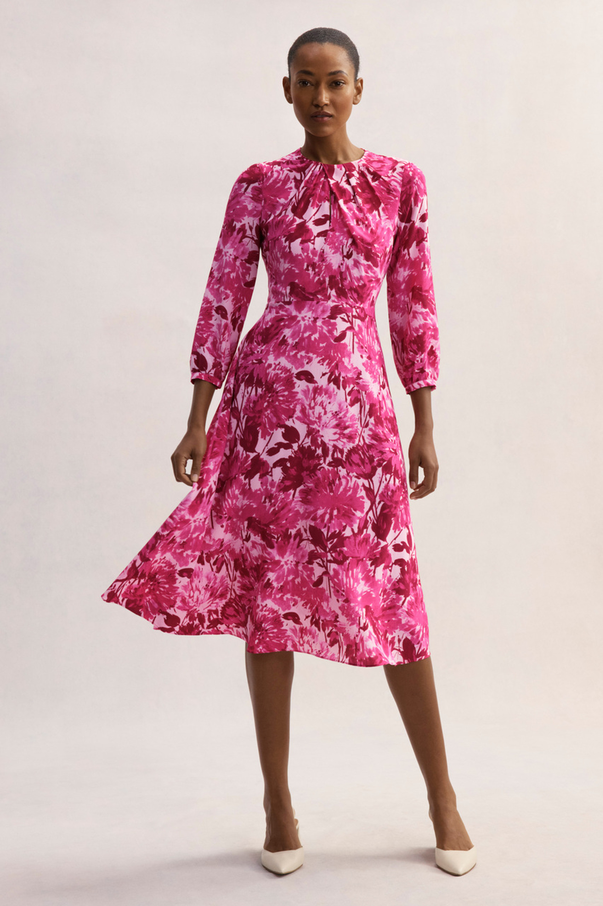 Lora Dress Fuchsia Pink And Blush Silk - Welcome to the Fold LTD