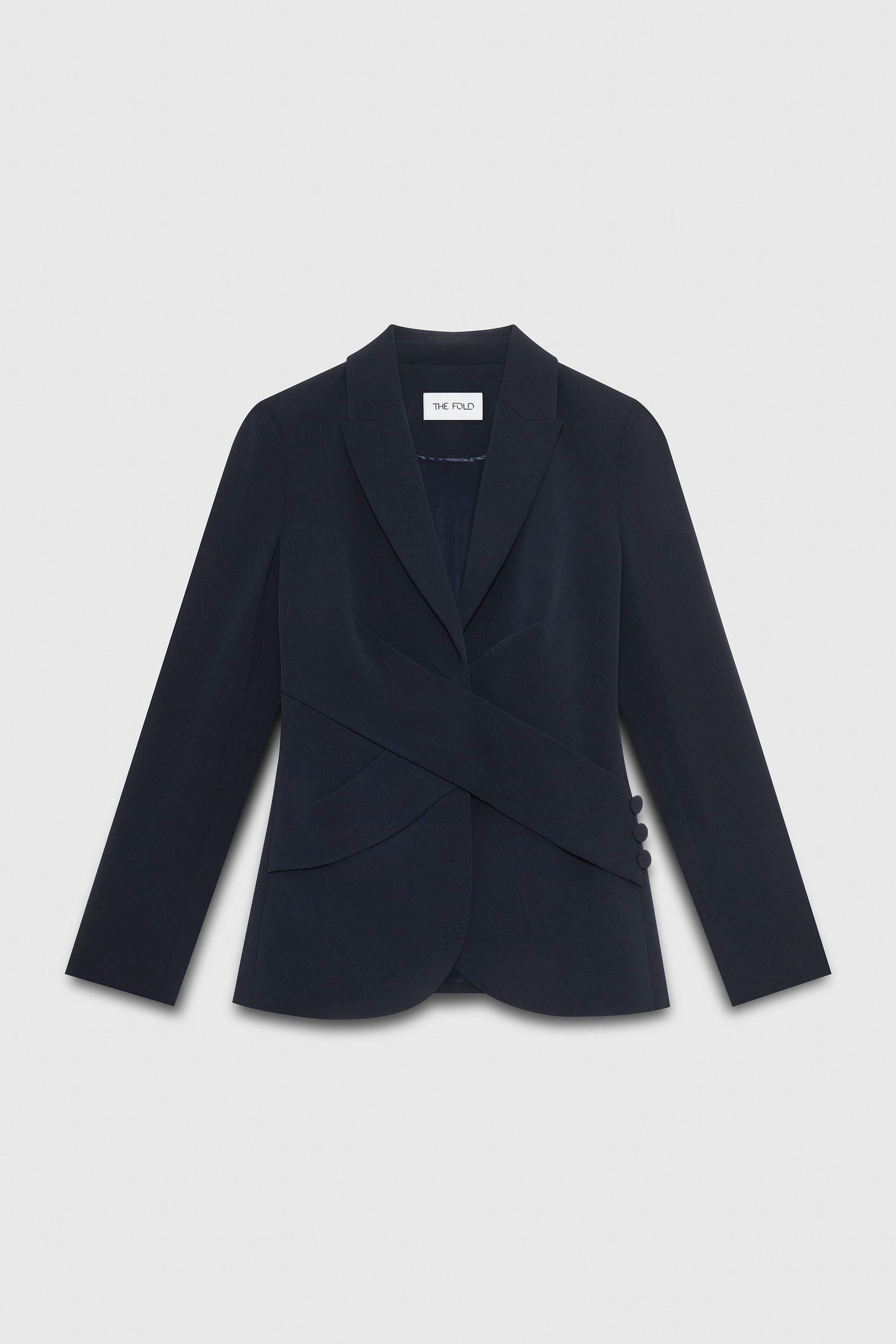 Clever Crepe Averill Wrap Jacket Navy - Welcome to the Fold LTD
