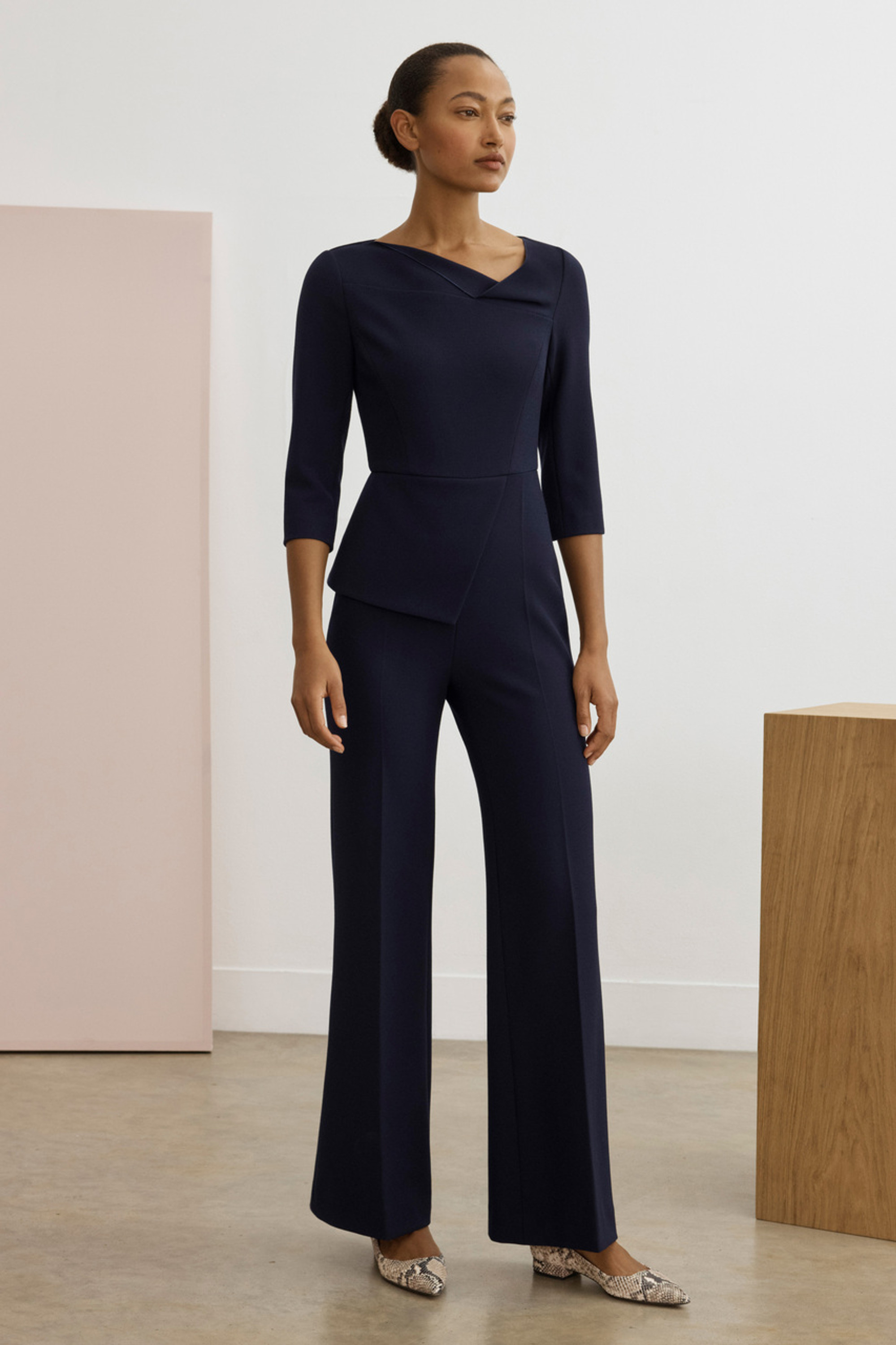 Crepe full leg jumpsuit outlet