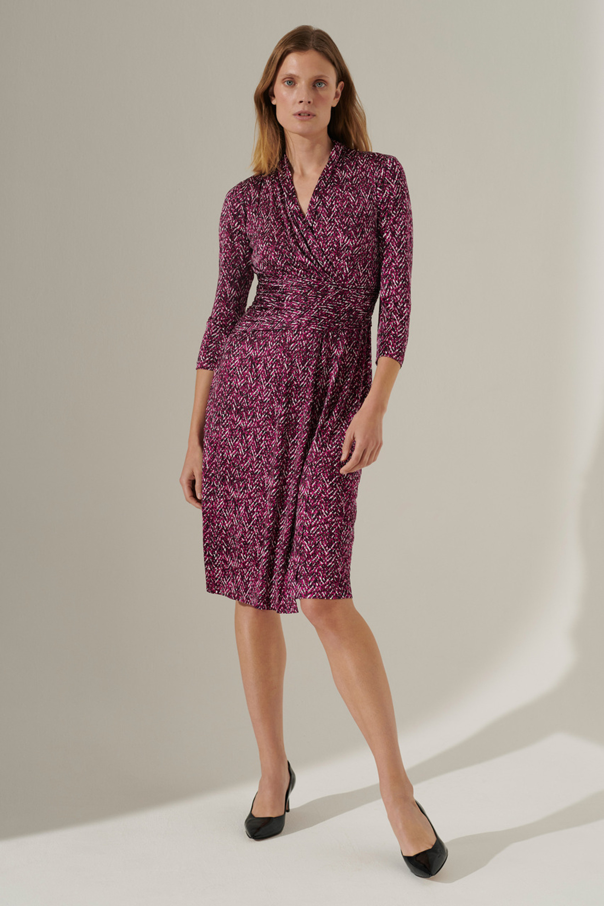 Vicenza Dress Plum And Pink Multicolour Stretch Jersey Vicenza Dress Plum And Pink Multicolour Stretch Jersey