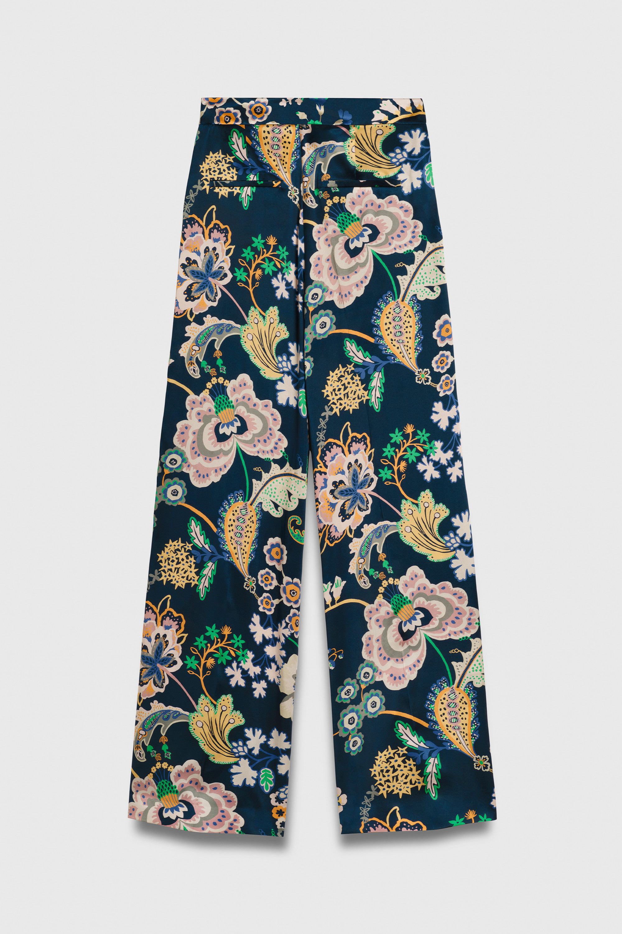 Arezzo Trousers Navy Silk Satin Made With Liberty Fabric