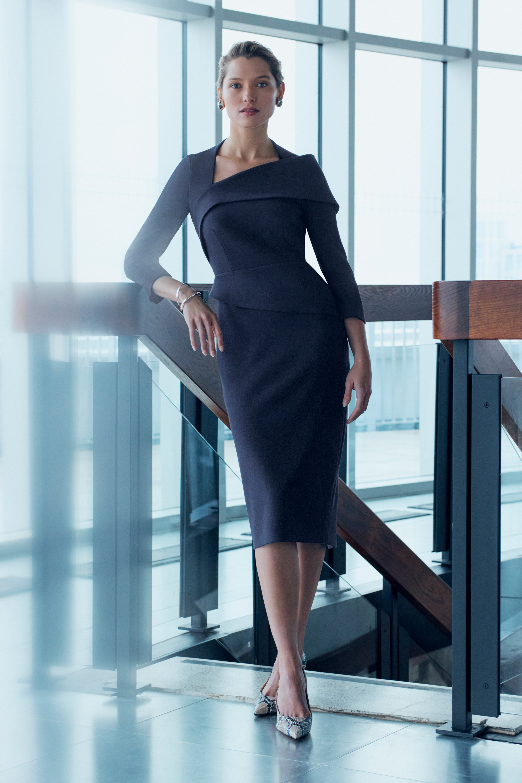 Ceretto Sculpt Stretch Crepe Dress Navy - Welcome to the Fold LTD