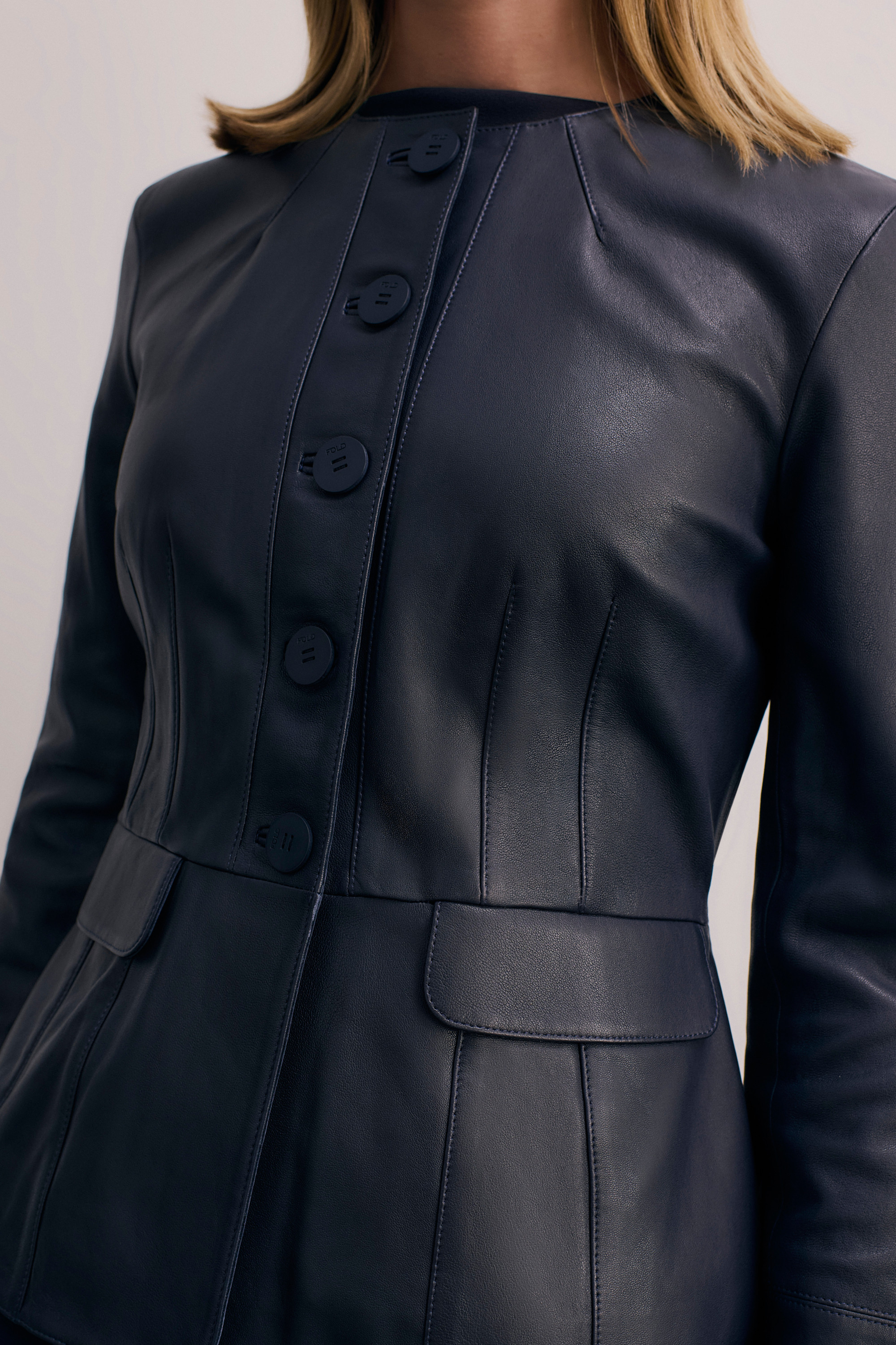 Ginevra Leather Jacket Navy - Welcome to the Fold LTD