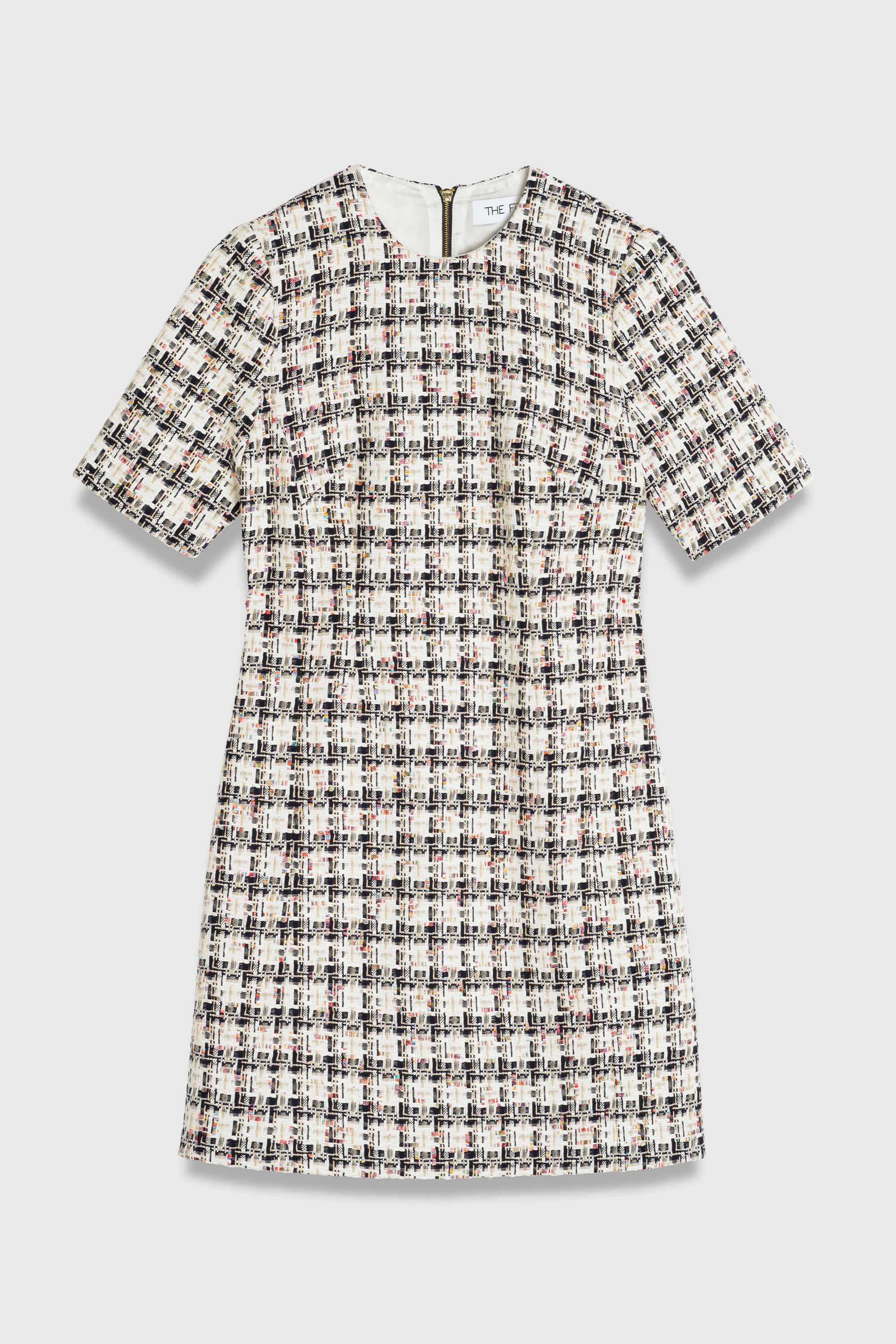 TWEED DRESS アイボリー刺繍ノースリーブドレス150 Miramere Tweed Dress Ivory And Navy Multicolour - Welcome to the