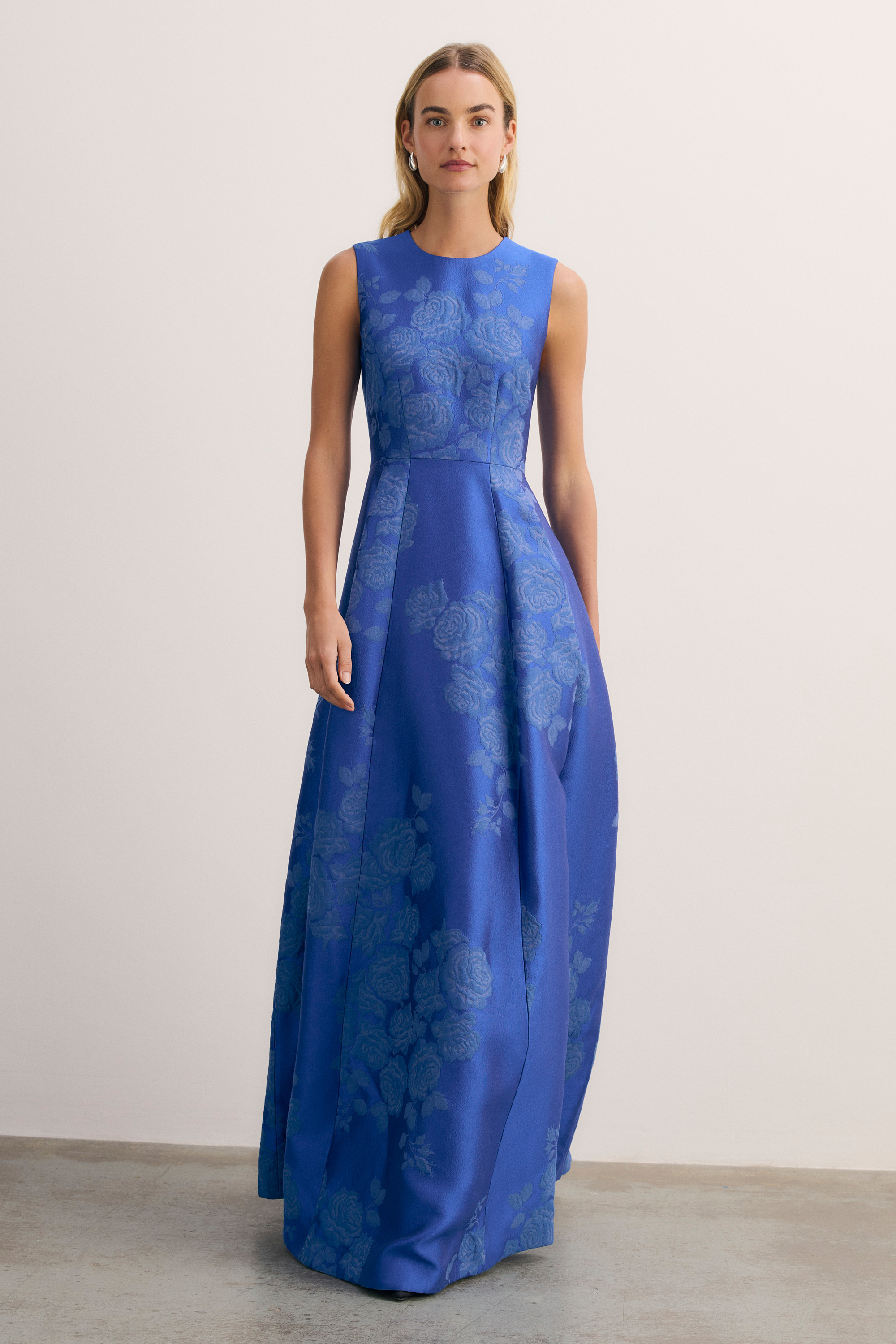 Adria Jacquard Gown Deep Cornflower Blue - Welcome to the Fold LTD
