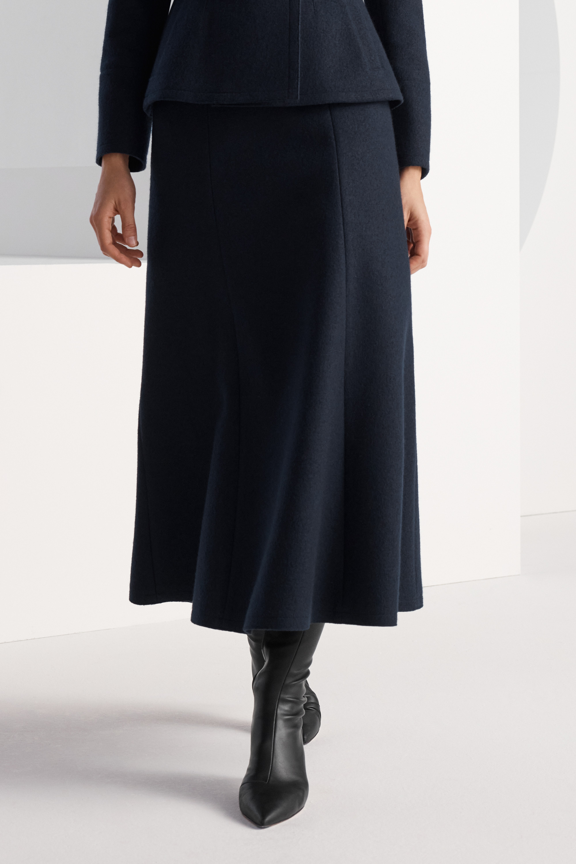Ellingham Boiled Wool Skirt Navy - Welcome to the Fold LTD
