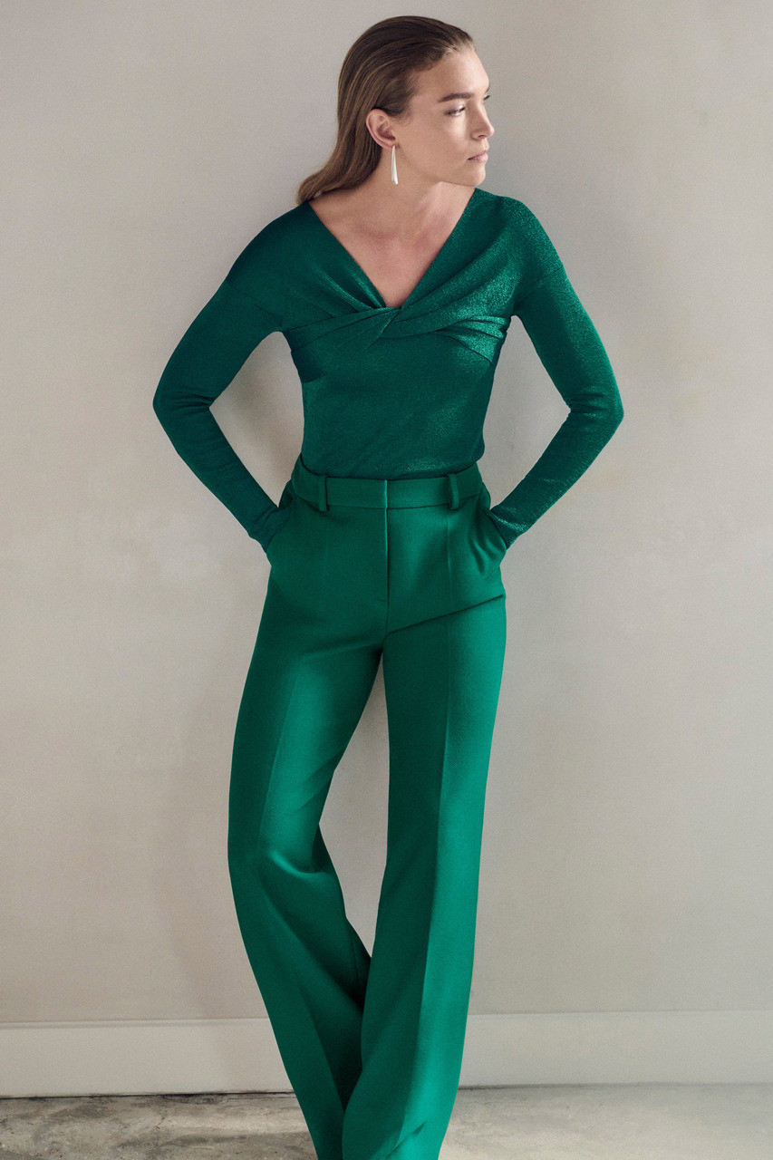 Adelaide Sculpt Stretch Crepe Wide-Leg Trousers Marine Green