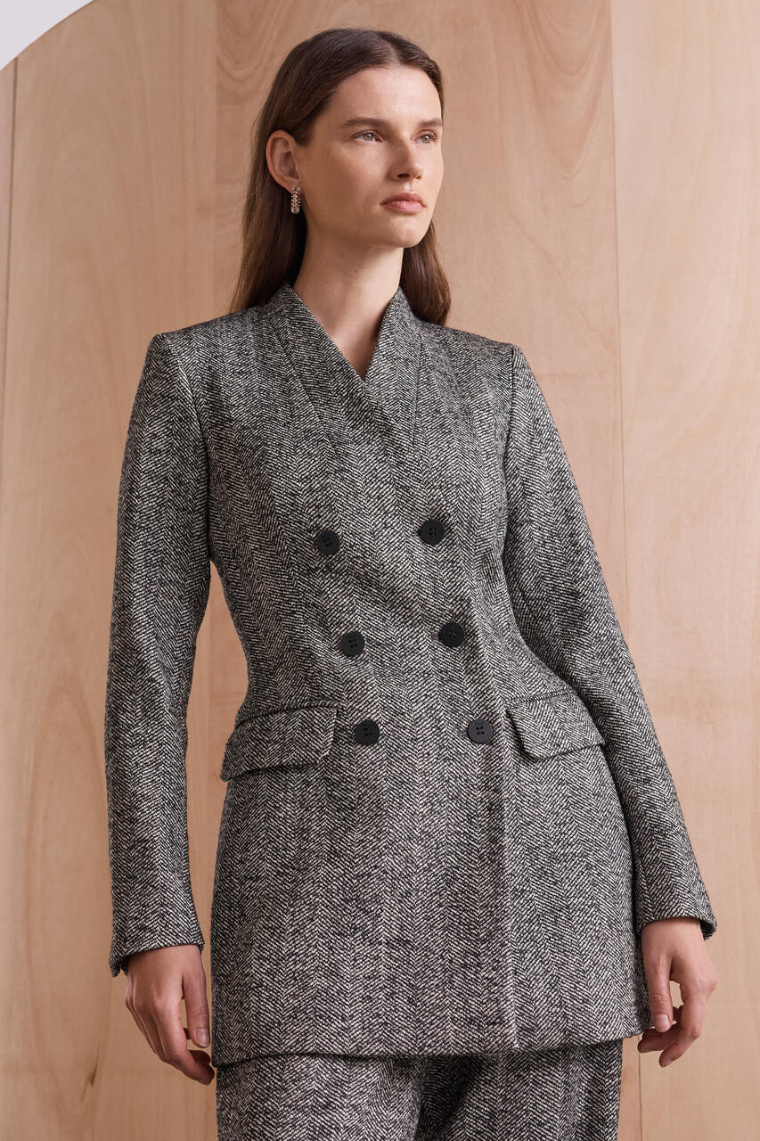 Kenwood Herringbone Wool Jacket Black And White - Welcome to the